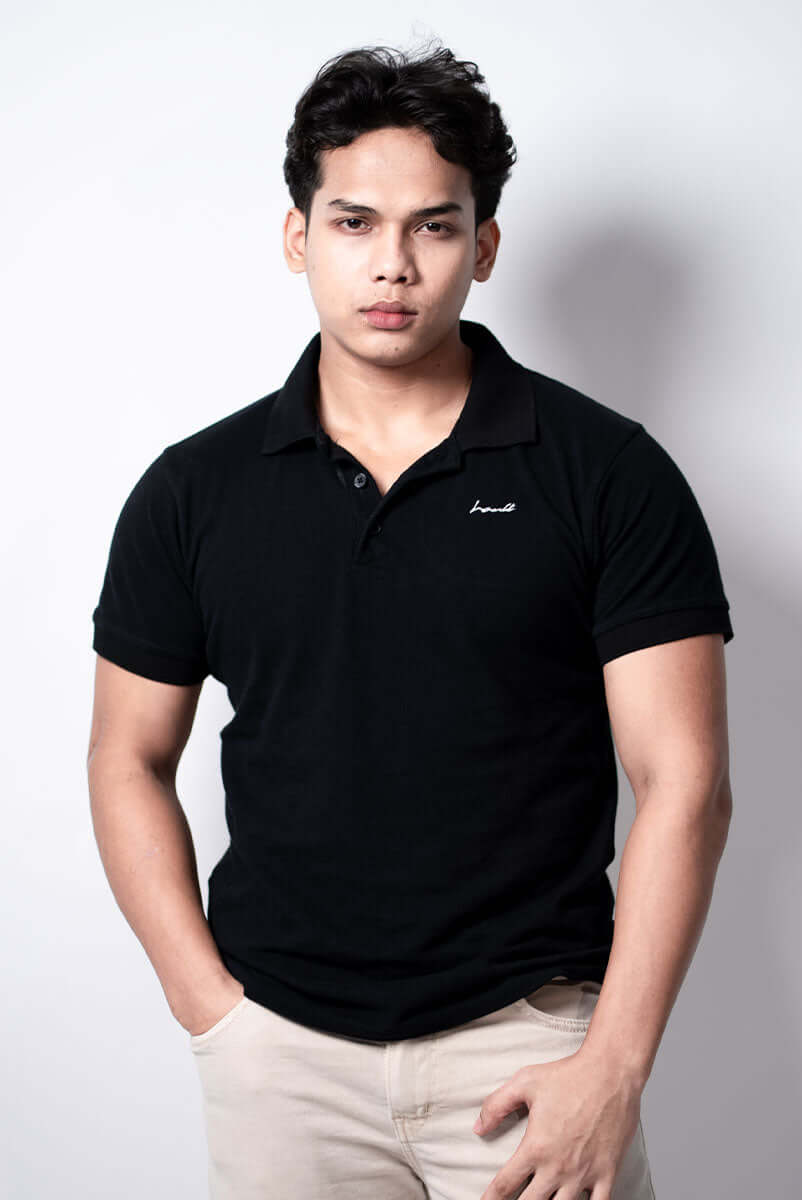 Hault embroidered premium cotton polo t-shirt front view