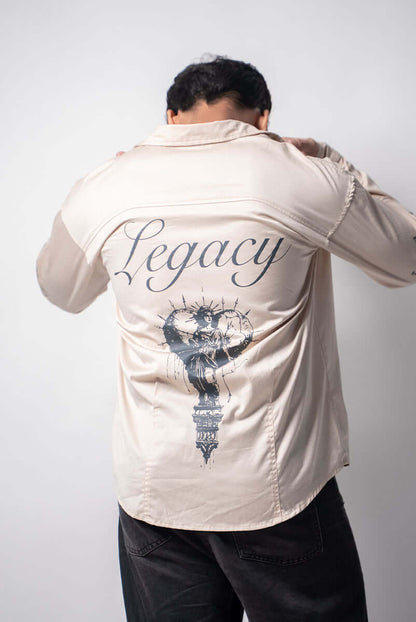 Hault Legacy Shirt in coffee wash cotton twill fabric