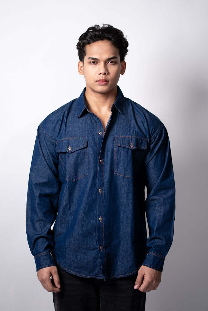 Men's denim shirt with perfect fit and breathable fabric