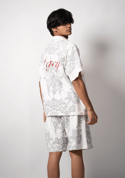 Legacy Printed Shorts back view with calligraphy embroidery